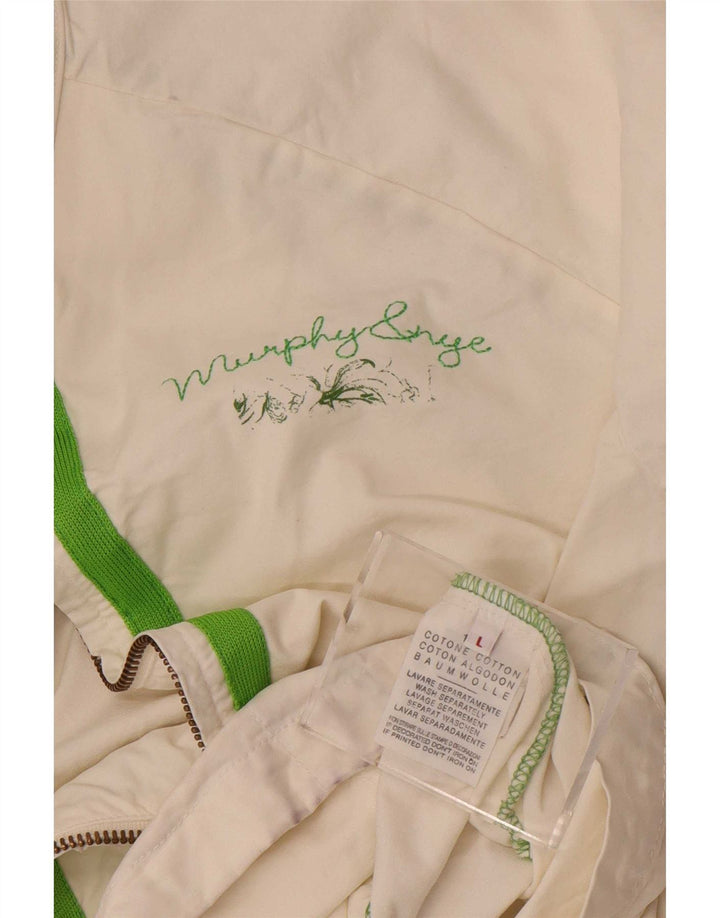 Murphy & Nye Womens Graphic Bomber Jacket UK 16 Large White Cotton