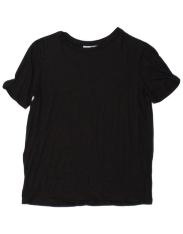 Zara Womens Crop T-Shirt Top UK 10 Small Black Viscose