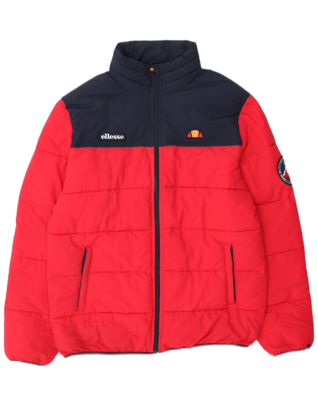 ELLESSE Mens Padded Jacket UK 40 Large Red Colourblock Polyamide