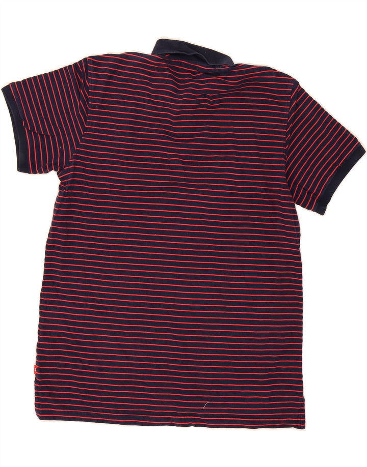 IZOD Mens Polo Shirt Large Navy Blue Striped Cotton Vintage Izod and Second-Hand Izod from Messina Hembry 