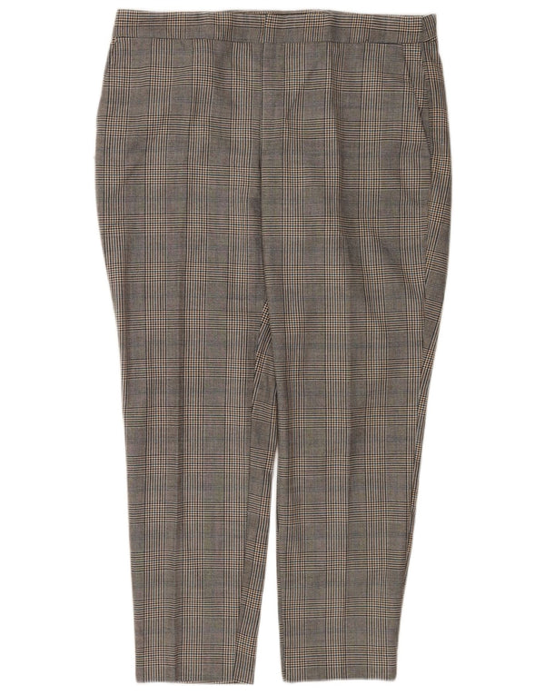 Zara Womens Straight Cropped Trousers EU 42 Large W32 L26 Grey Houndstooth