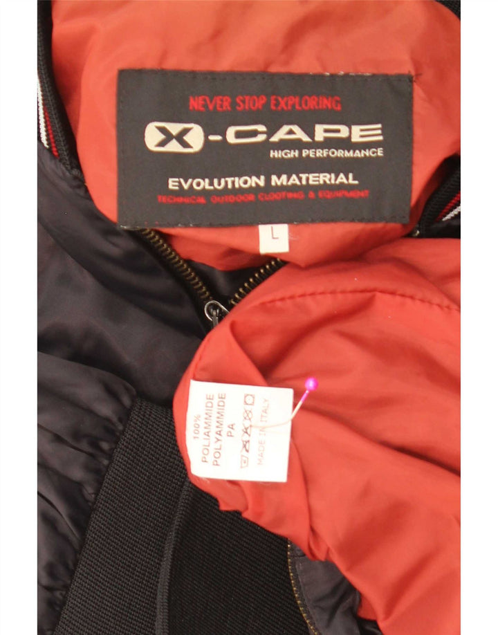 X-Cape Mens Graphic Bomber Jacket UK 40 Large Black Colourblock Polyamide