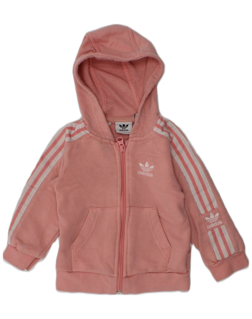 ADIDAS Baby Girls Zip Hoodie Sweater 9-12 Months Pink Cotton | Vintage Adidas | Thrift | Second-Hand Adidas | Used Clothing | Messina Hembry 