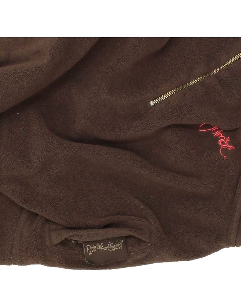 ANIMAL Womens Reversible Zip Neck Fleece Jumper UK 12 Medium Brown Vintage Animal and Second-Hand Animal from Messina Hembry 