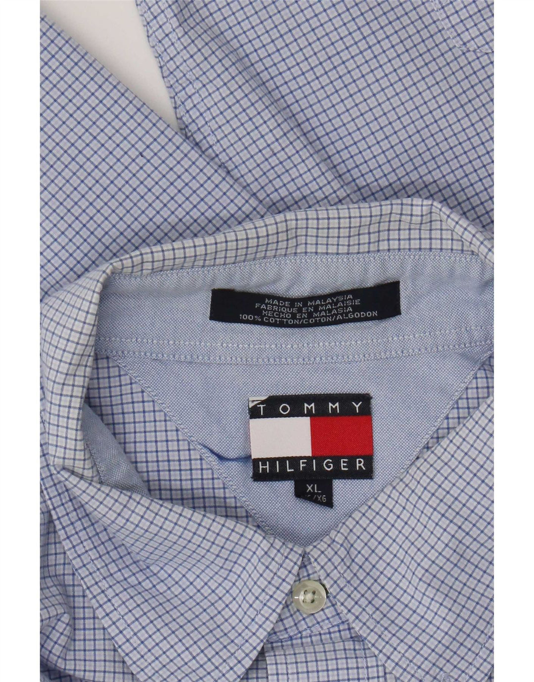 Tommy Hilfiger Mens Shirt XL Blue Check Cotton