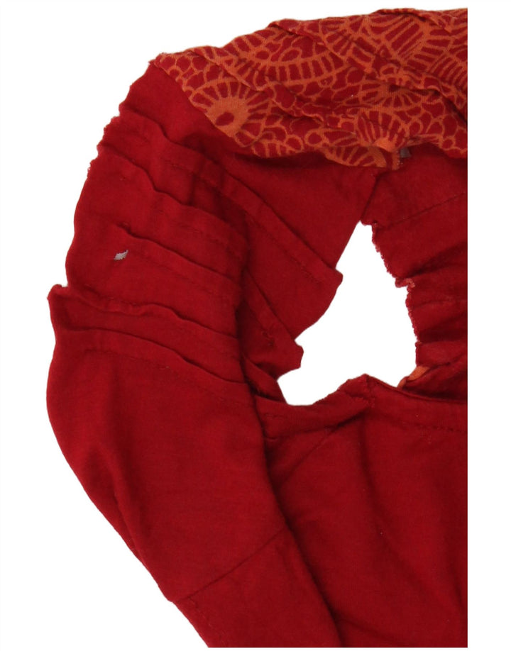 Desigual Womens One Shoulder Top UK 14 Large Red Geometric