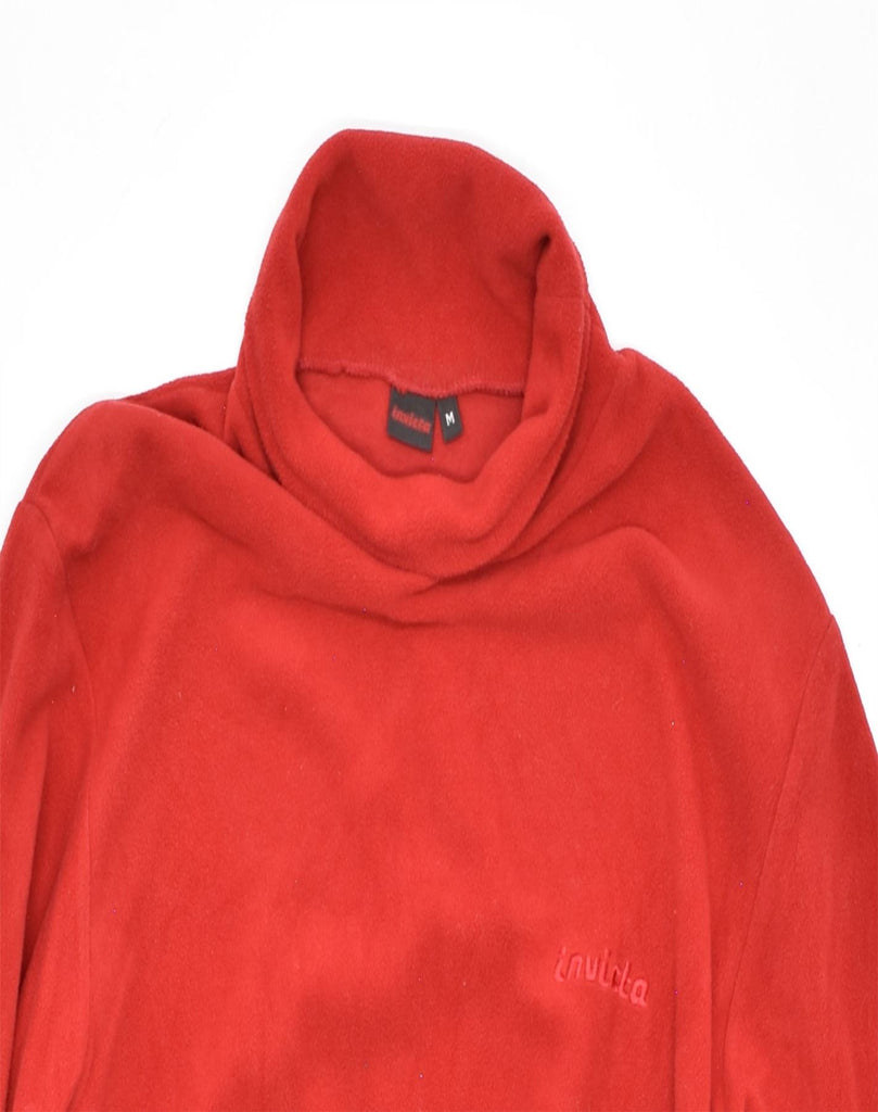 INVICTA Mens Fleece Roll Neck Jumper Sweater Medium Red Polyester | Vintage | Thrift | Second-Hand | Used Clothing | Messina Hembry 