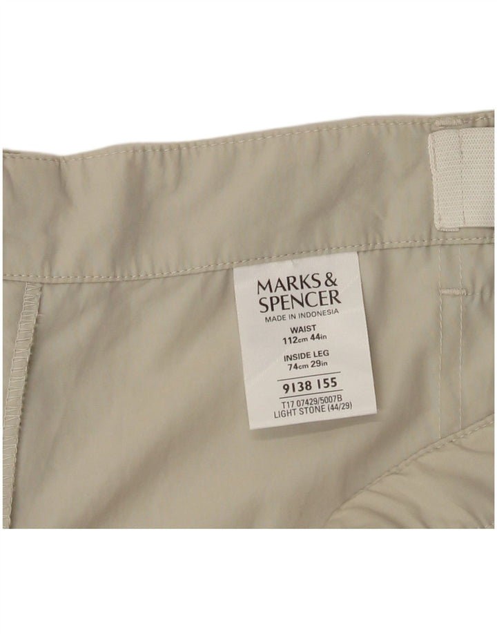 Marks & Spencer Mens Straight Cargo Trousers W44 L29 Beige Polyamide