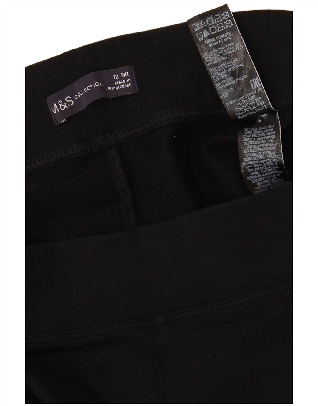 Marks & Spencer Womens Leggings UK 12 Medium Black Cotton