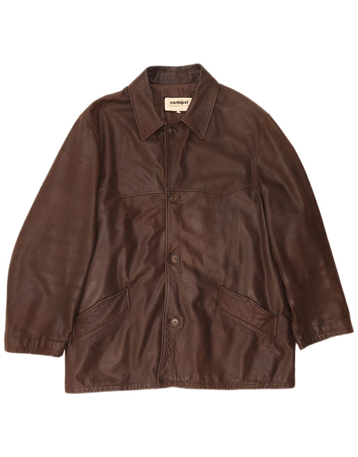 Conbipel Mens Leather Jacket IT 52 XL Brown Leather