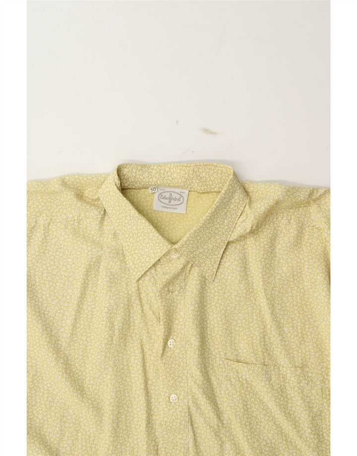 VINTAGE Mens Abstract Pattern Short Sleeve Shirt IT 50 Large Yellow Vintage Vintage and Second-Hand Vintage from Messina Hembry 