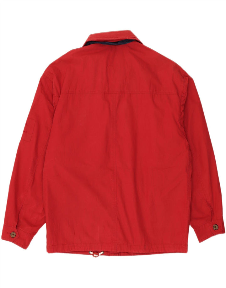 Vintage Mens Hooded Loose Fit Utility Jacket UK 36 Small Red Polyester