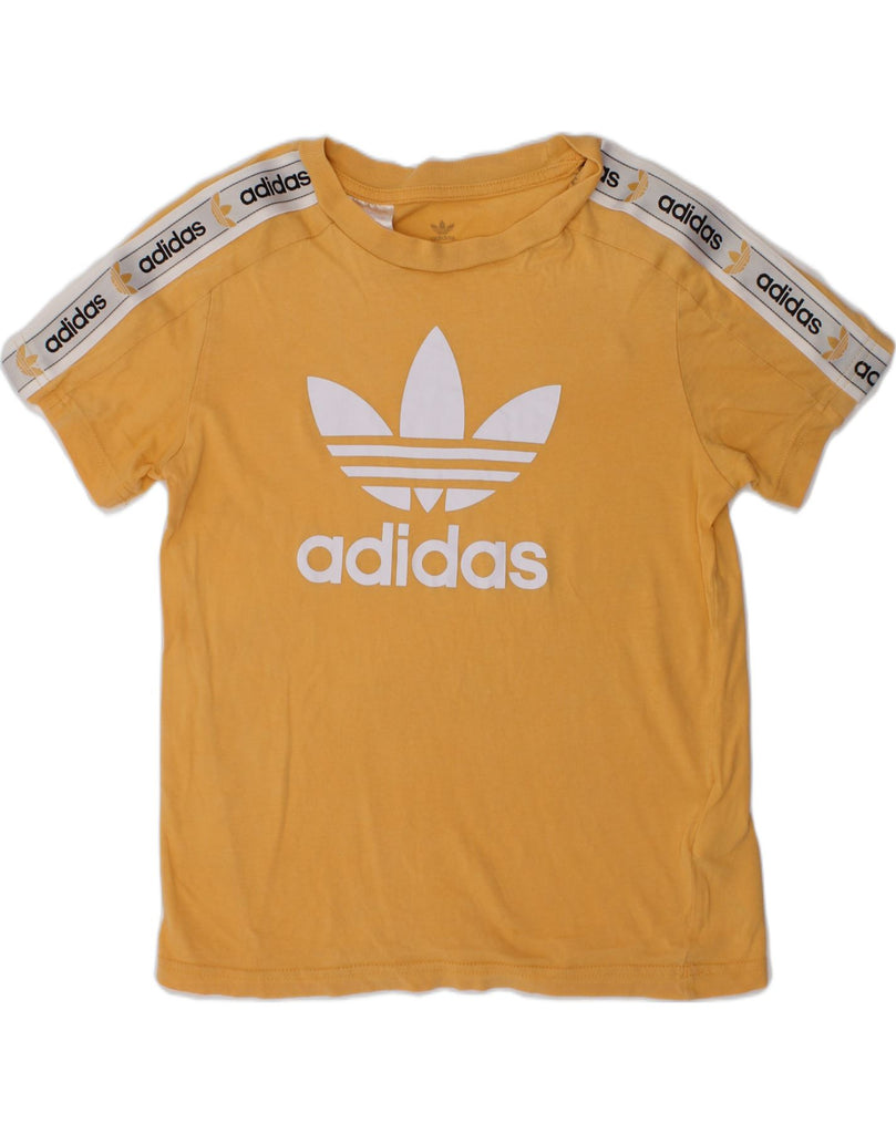 ADIDAS Girls Graphic T-Shirt Top 7-8 Years Yellow Cotton | Vintage Adidas | Thrift | Second-Hand Adidas | Used Clothing | Messina Hembry 