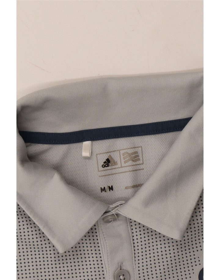 ADIDAS Mens Graphic Polo Shirt Medium Grey Polyester Vintage Adidas and Second-Hand Adidas from Messina Hembry 