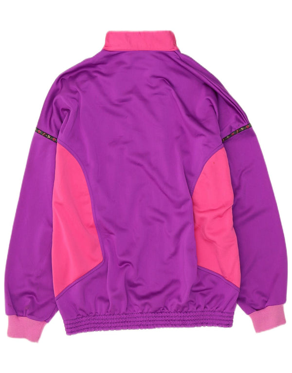 Vintage Womens Tracksuit Top Jacket UK 14 Large Purple Colourblock
