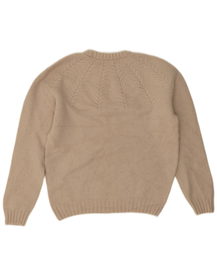 Massimo Dutti Mens Crew Neck Jumper Sweater Large Beige Wool