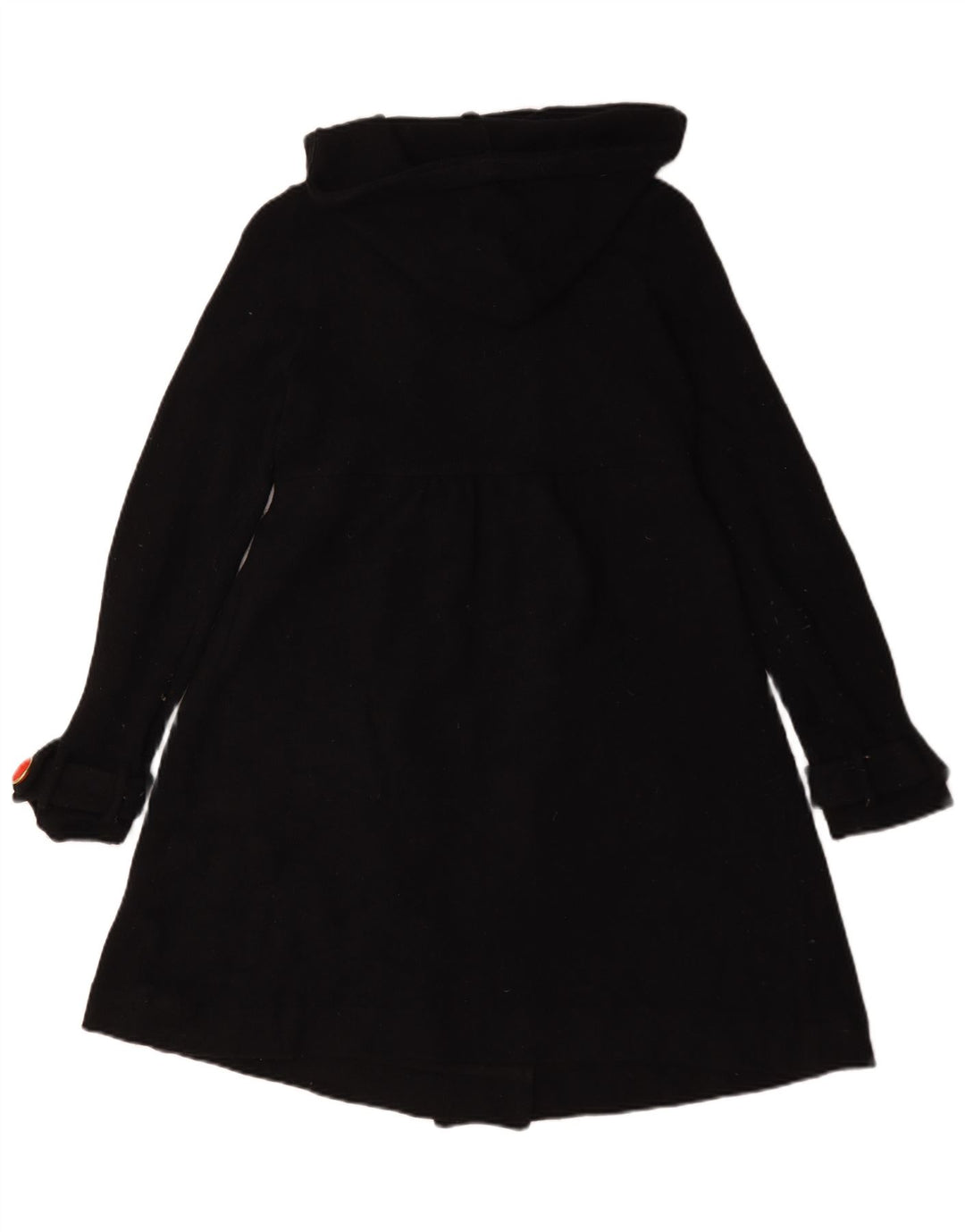 Zara Womens Hooded Double Breasted Coat UK 10 Small Black Wool