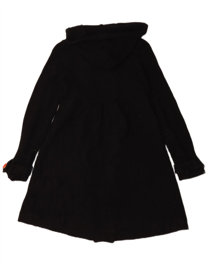 Zara Womens Hooded Double Breasted Coat UK 10 Small Black Wool