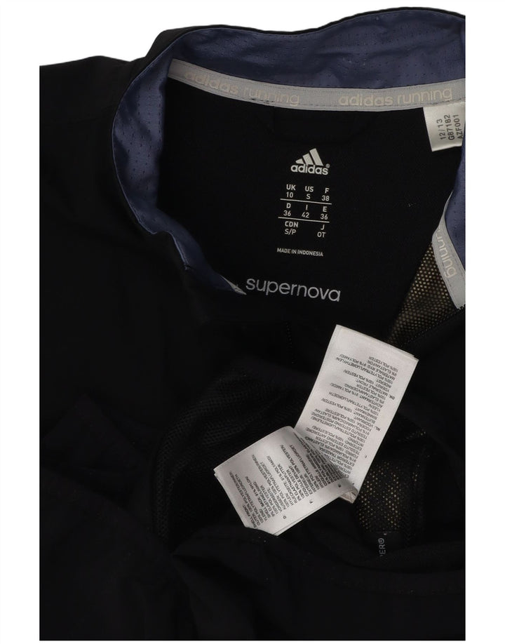 ADIDAS Womens Running Tracksuit Top Jacket UK 10 Small  Black Polyester