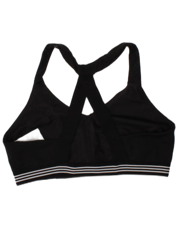 Adidas Womens Sport Bra Top UK 16/18 Large Black Striped Polyester Sports