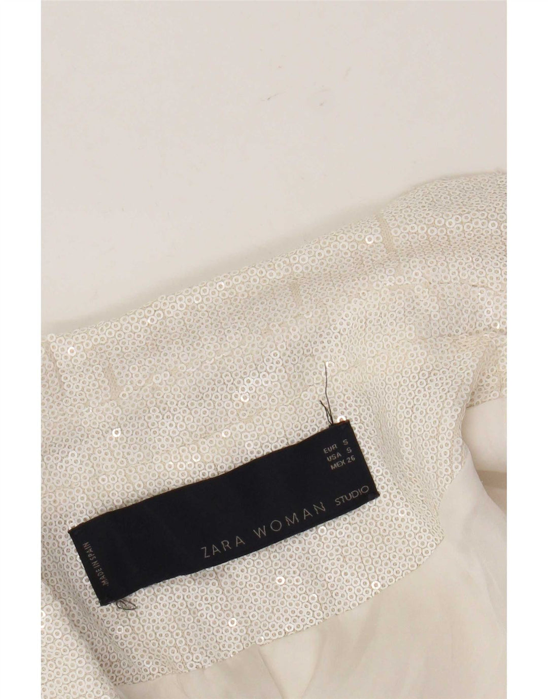 Zara Womens 1 Button Sequin Blazer Jacket UK 10 Small White