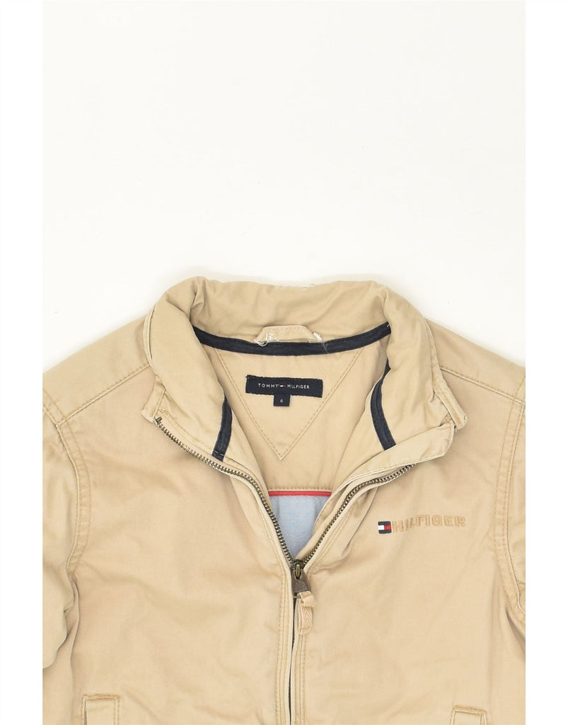 TOMMY HILFIGER Boys Bomber Jacket 5-6 Years Beige Cotton | Vintage Tommy Hilfiger | Thrift | Second-Hand Tommy Hilfiger | Used Clothing | Messina Hembry 