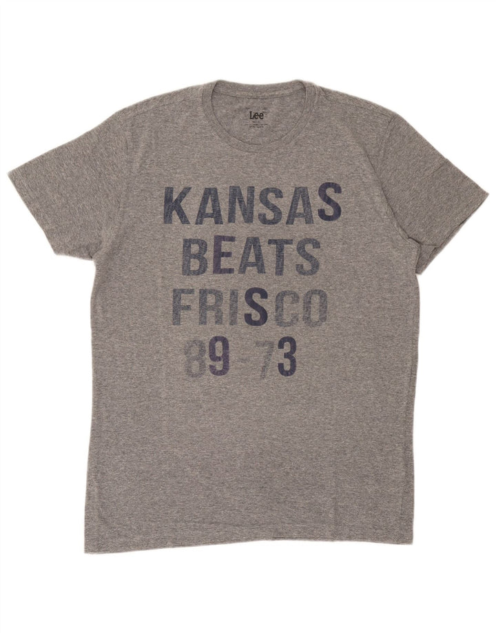 Lee Mens Slim Fit Graphic T-Shirt Top XL Grey Cotton