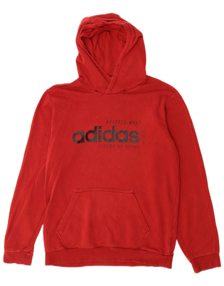 Adidas Mens Graphic Hoodie Jumper Medium Red Cotton