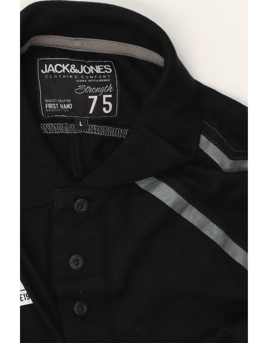 JACK & JONES Mens Polo Shirt Large Black Geometric