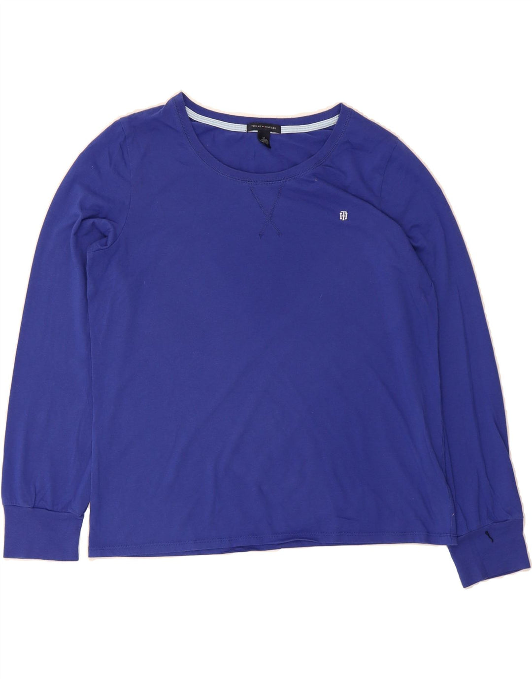 TOMMY HILFIGER Womens Top Long Sleeve UK 14 Medium Blue Cotton Vintage Tommy Hilfiger and Second-Hand Tommy Hilfiger from Messina Hembry 