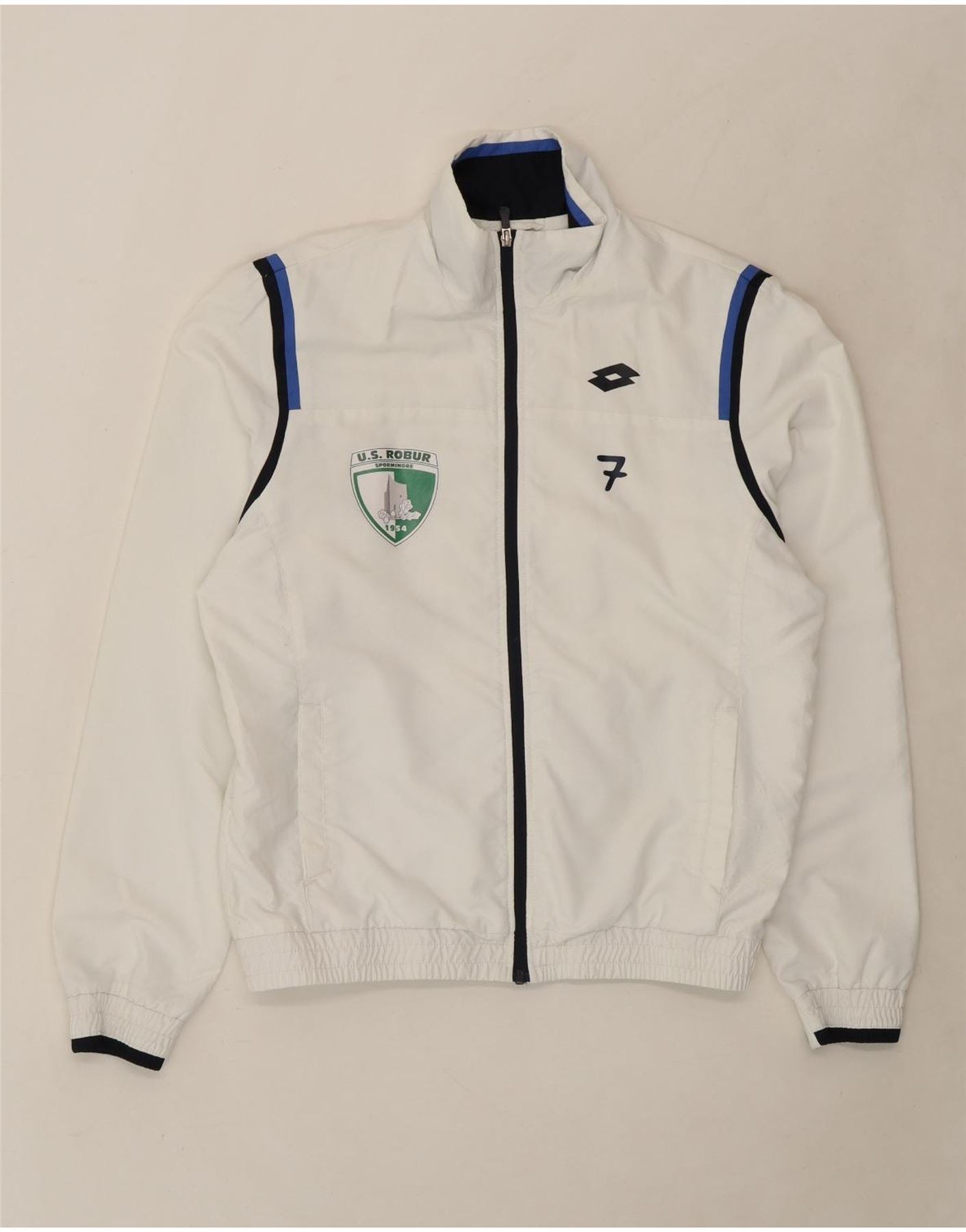 LOTTO Mens Graphic Tracksuit Top Jacket Medium White Vintage