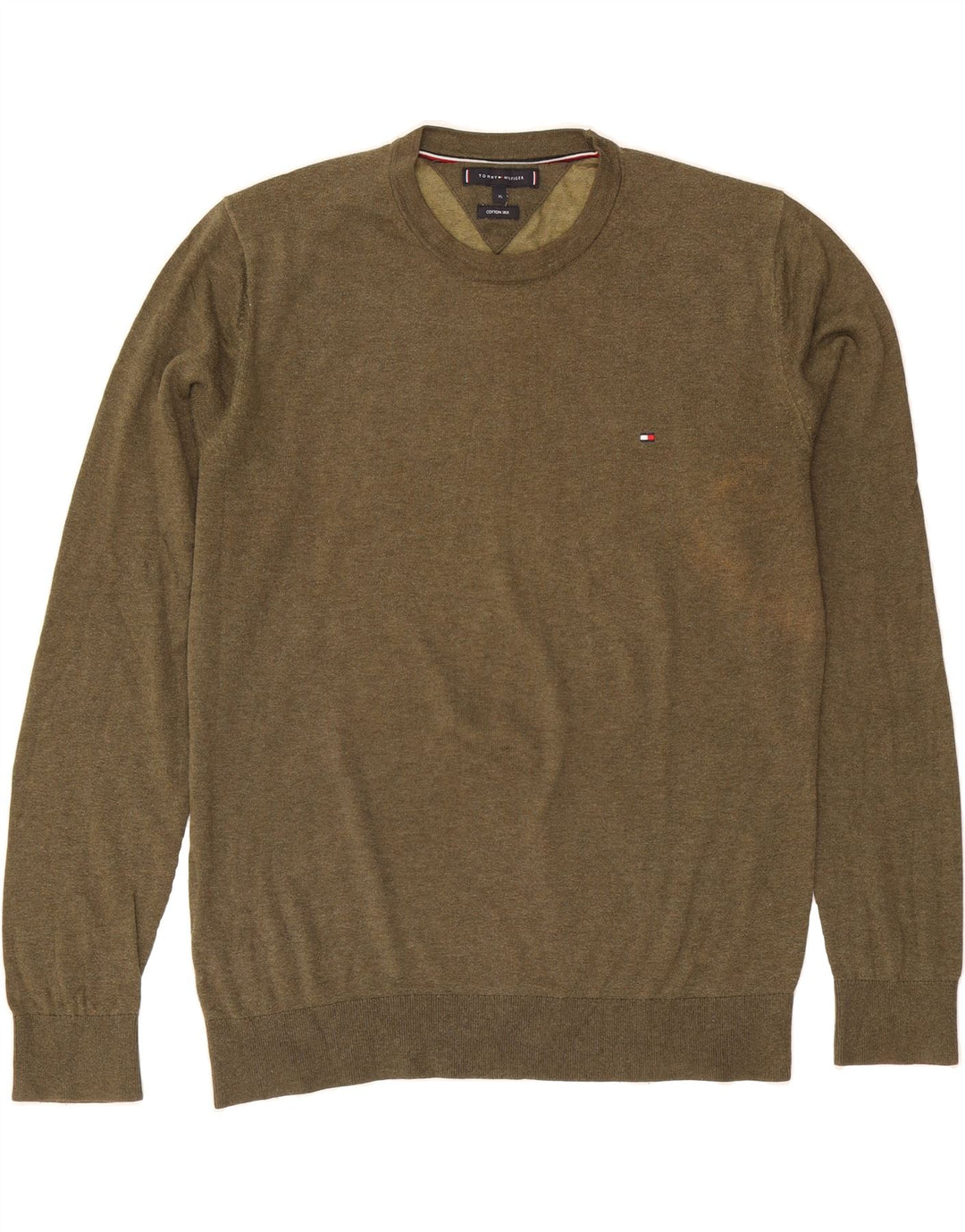 TOMMY HILFIGER Mens Crew Neck Jumper Sweater XL Green Vintage Tommy Hilfiger and Second-Hand Tommy Hilfiger from Messina Hembry 