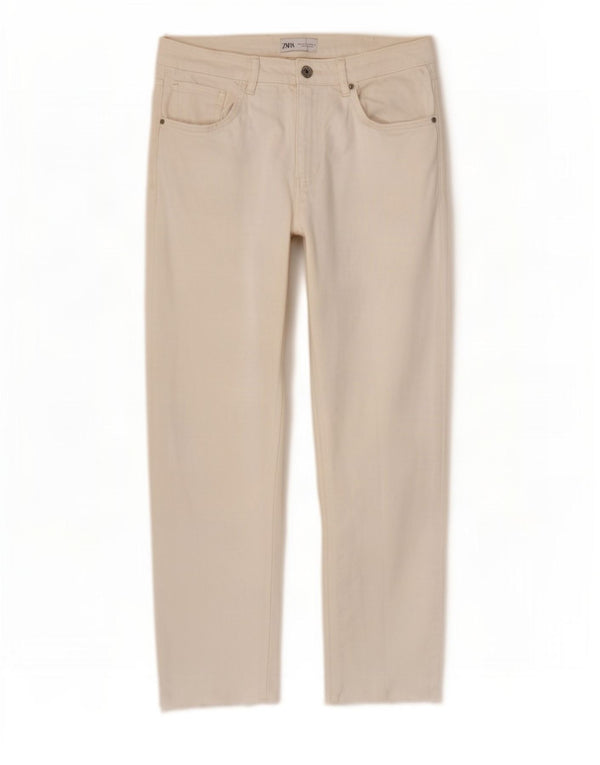 Zara Womens Crop Straight Jeans EU 40 Medium W30 L26 White