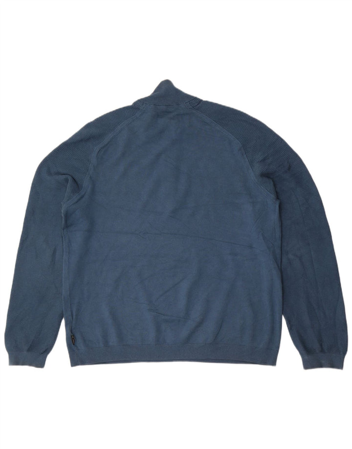 Ted Baker Mens Zip Neck Jumper Sweater Size 6 2XL Blue Viscose