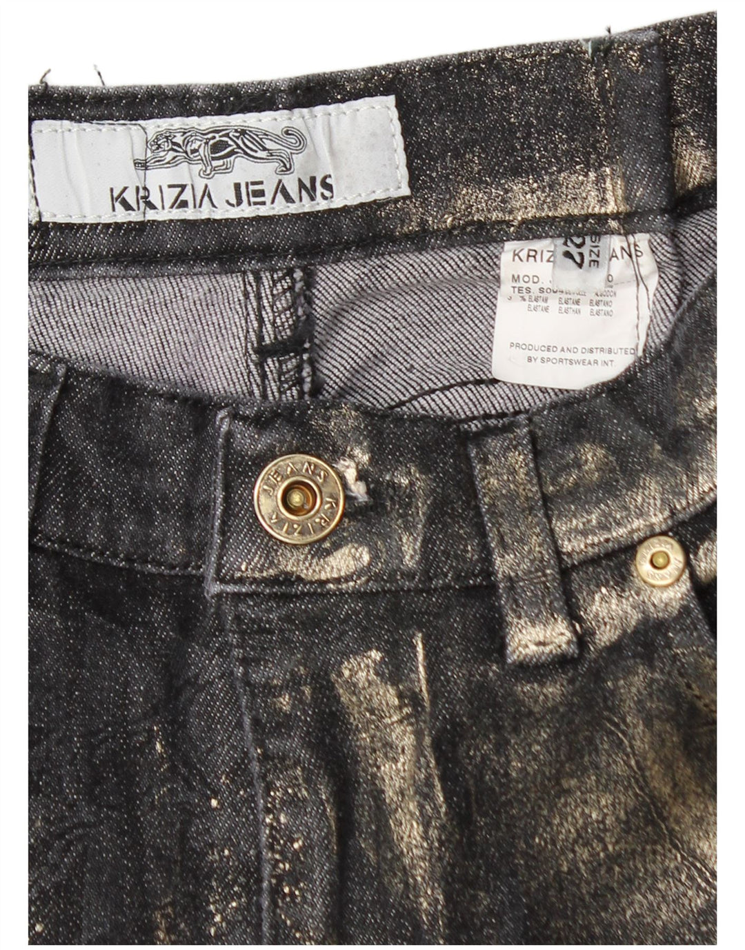 Krizia Womens Graphic Bootcut Jeans W27 L29 Navy Blue Cotton