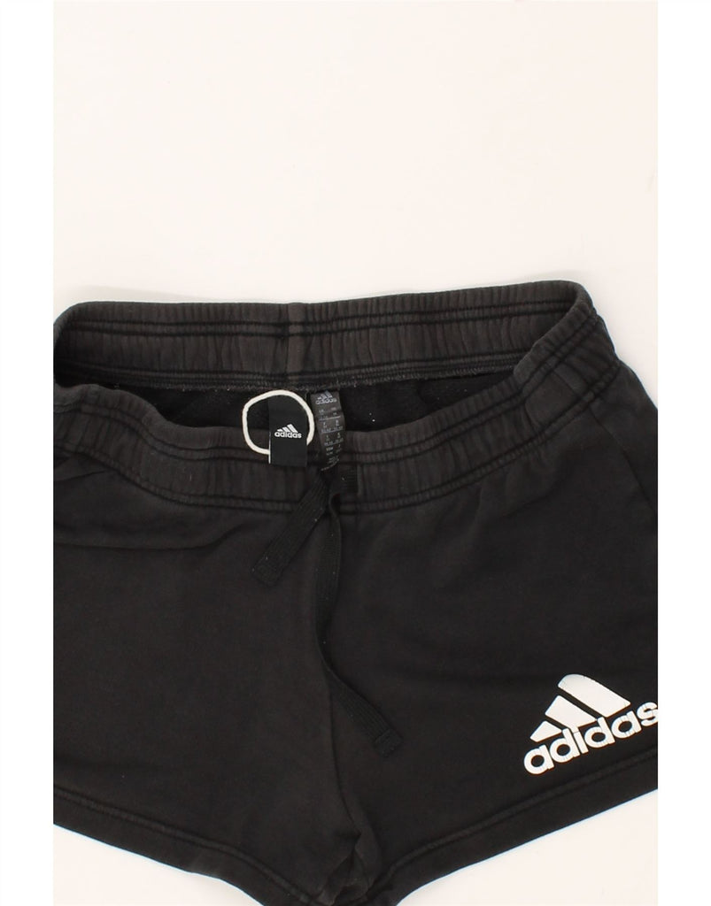 ADIDAS Womens Sport Shorts UK 12/14 Medium Black Cotton | Vintage Adidas | Thrift | Second-Hand Adidas | Used Clothing | Messina Hembry 