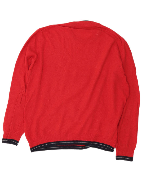 Refrigiwear Mens Crew Neck Jumper Sweater Large Red Colourblock Merino Wool