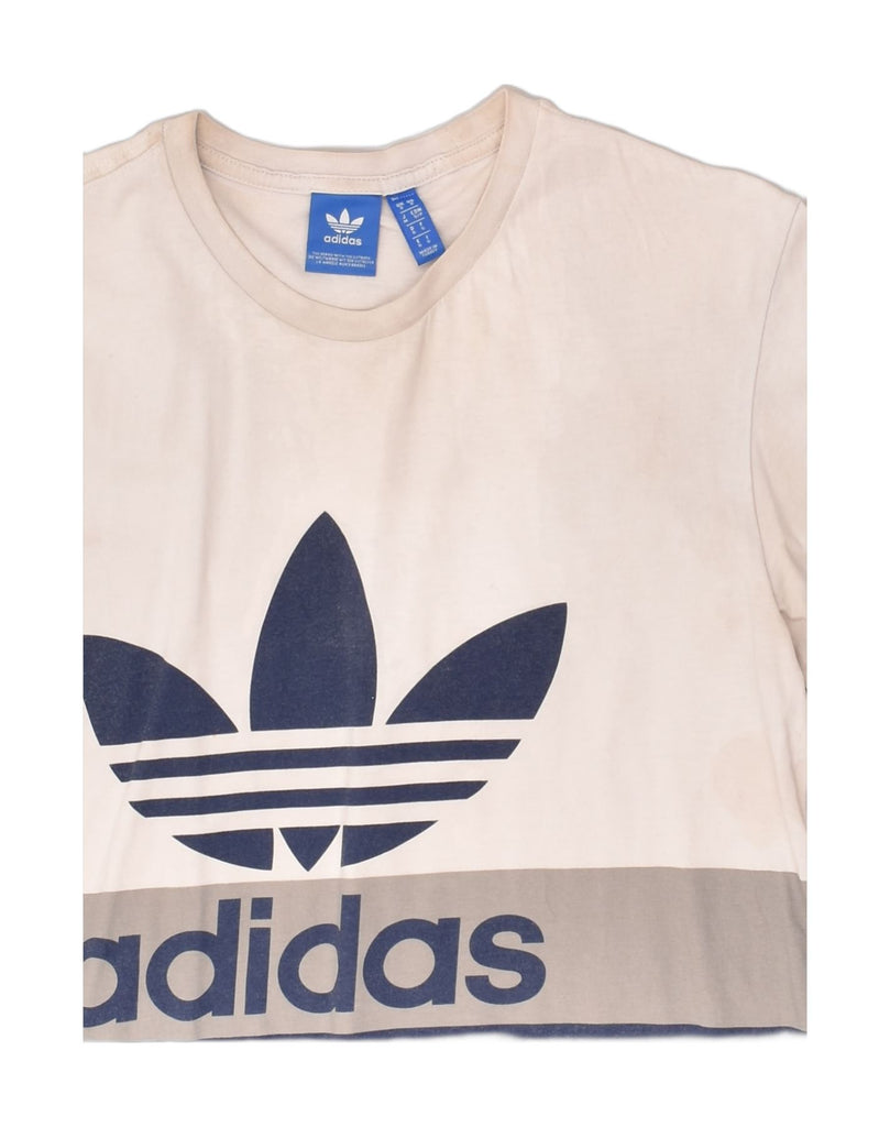 ADIDAS Mens Graphic T-Shirt Top Small Off White Colourblock Cotton | Vintage Adidas | Thrift | Second-Hand Adidas | Used Clothing | Messina Hembry 