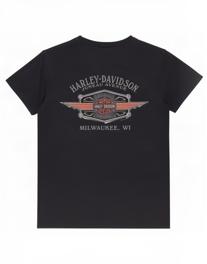 Harley Davidson Mens Graphic T-Shirt Top Medium Navy Blue Cotton