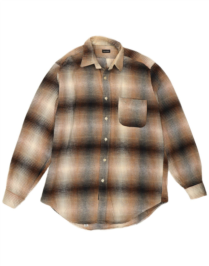 Diadora Mens Flannel Shirt Medium Brown Check