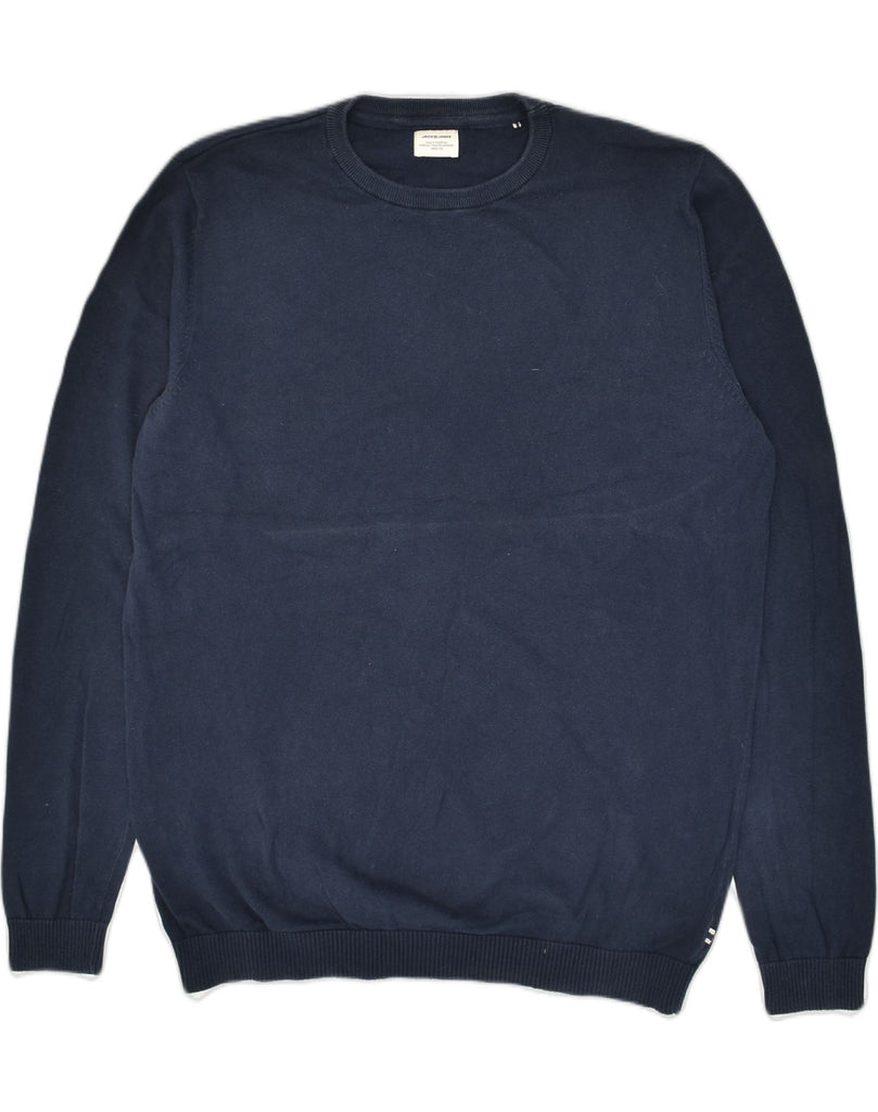 JACK & JONES Mens Crew Neck Jumper Sweater XL Navy Blue Cotton | Vintage Jack & Jones | Thrift | Second-Hand Jack & Jones | Used Clothing | Messina Hembry 