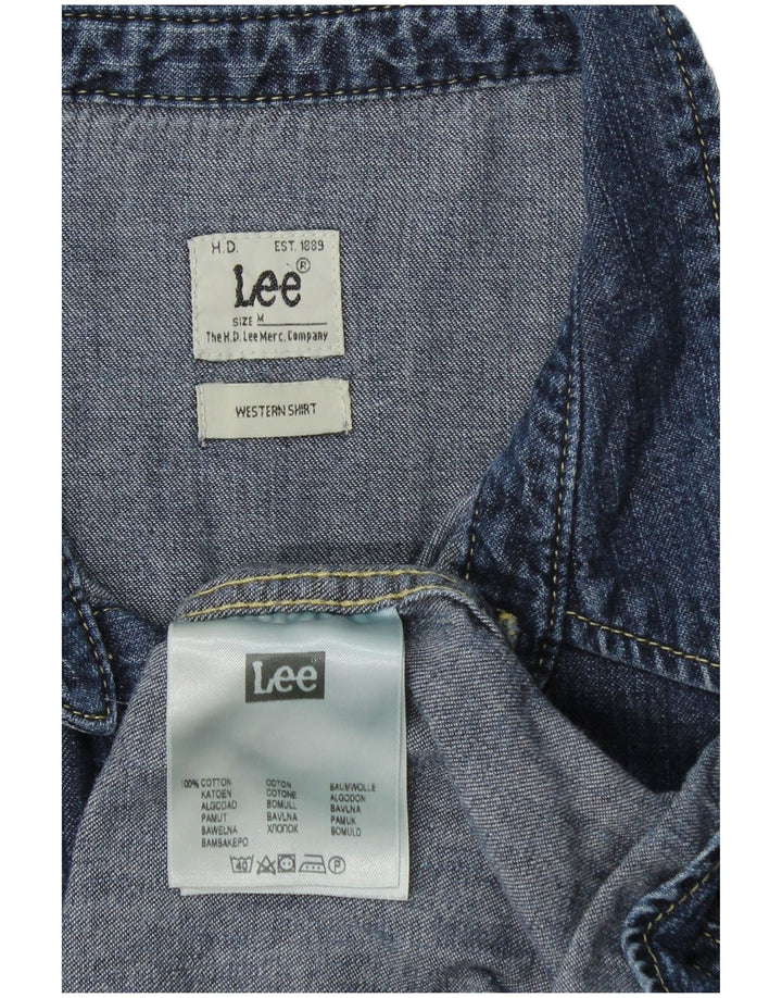 LEE Mens Denim Shirt Medium Navy Blue Cotton
