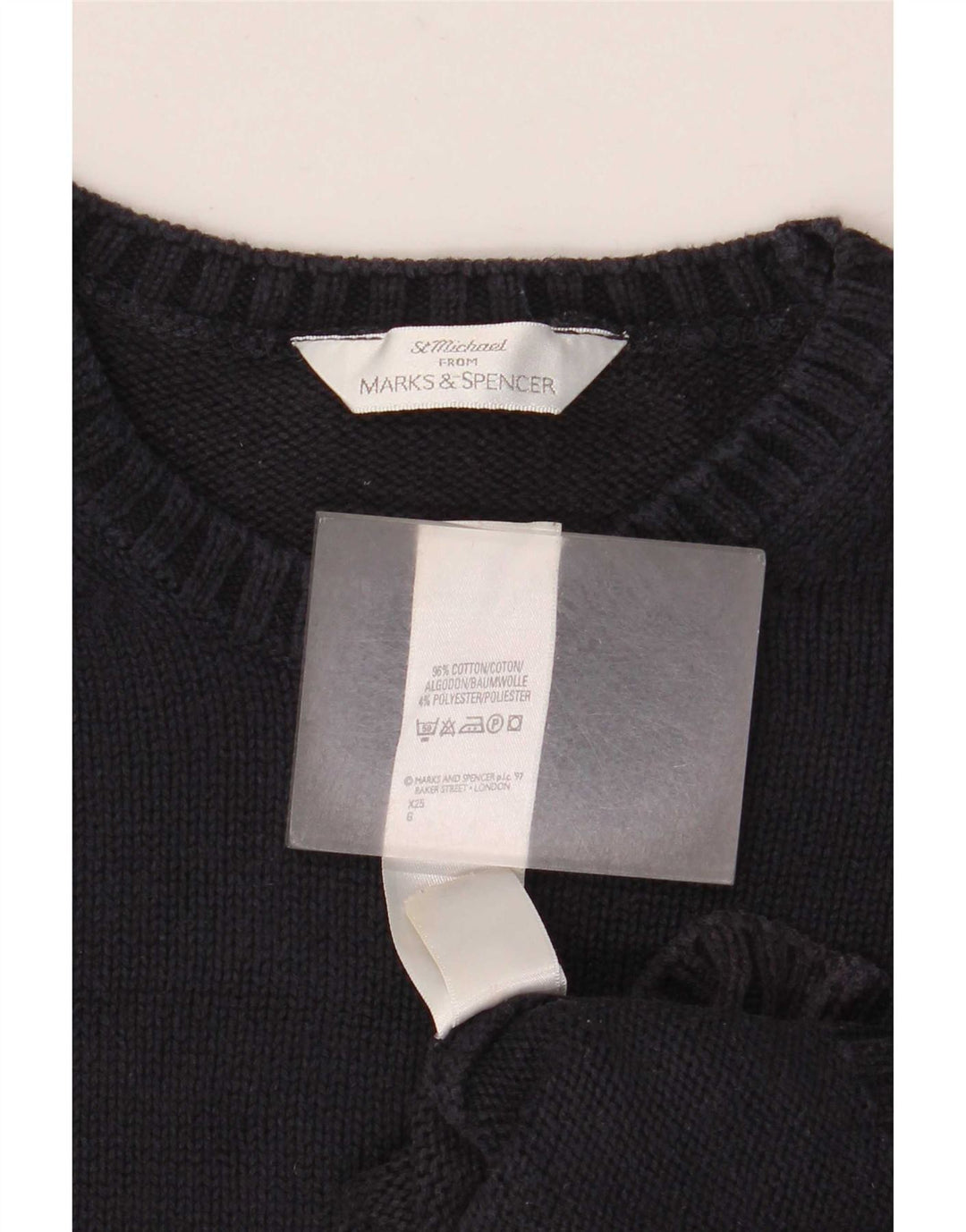 Marks & Spencer Womens Crew Neck Jumper Sweater UK 10 Small Navy Blue