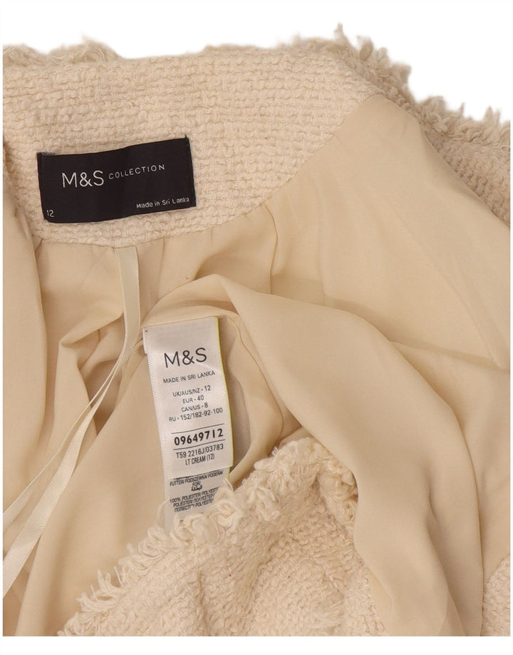 Marks & Spencer Womens Open Blazer Jacket UK 12 Medium  Off White Cotton
