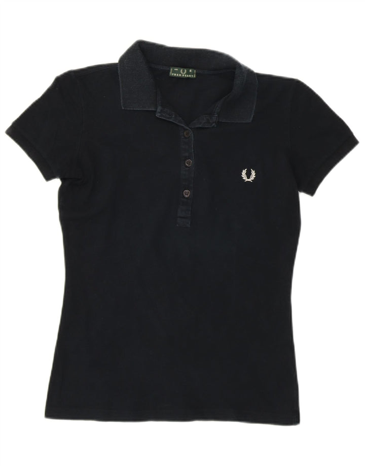 FRED PERRY Womens Polo Shirt UK 8 Small Black Cotton
