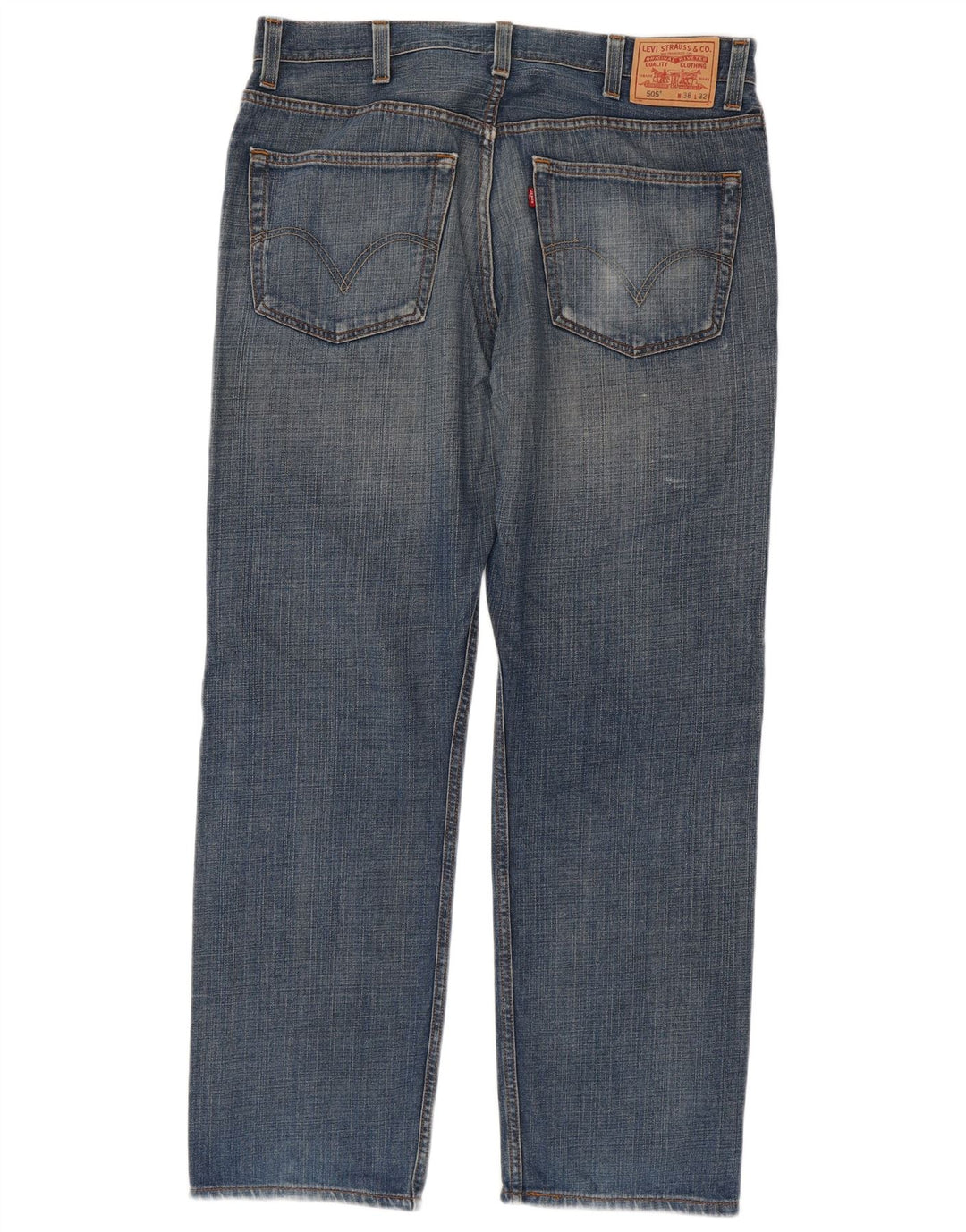 Levi's Mens 505 Regular Fit Straight Jeans W38 L32 Blue Cotton