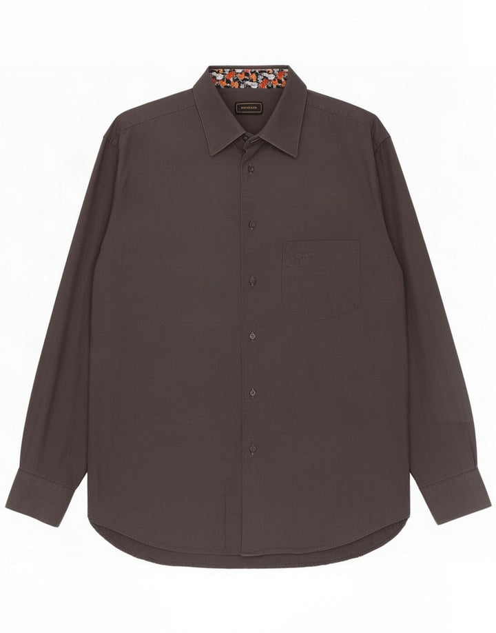Leonard Mens Shirt Size 41 Large Grey Cotton
