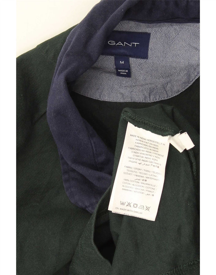 Gant Mens Long Sleeve Rugby Polo Shirt Medium Green Cotton