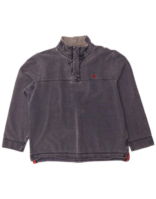 Crew Clothing Mens Zip Neck Sweatshirt Jumper 2XL Navy Blue Cotton