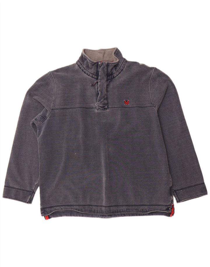 Crew Clothing Mens Zip Neck Sweatshirt Jumper 2XL Navy Blue Cotton